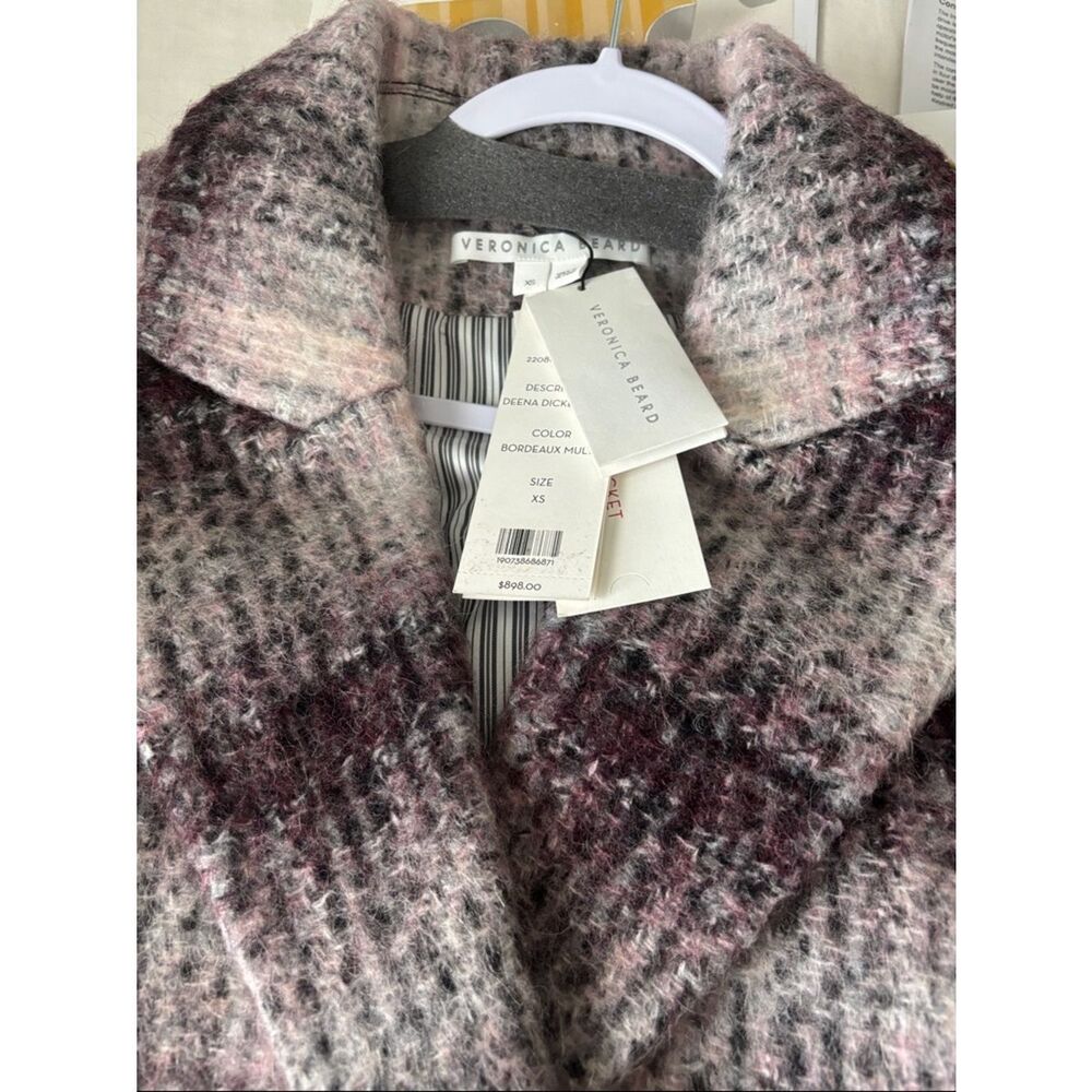 NWT Veronica Beard Double-Breasted Plaid Pea Coat - Picture 7 of 9